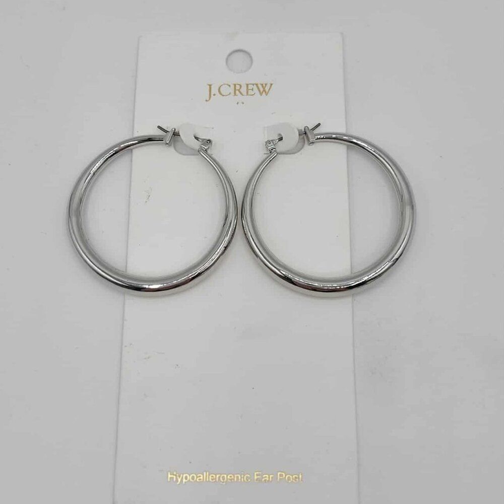 J Crew Factory Silver Tone Hoop Earrings NWT! NEW!